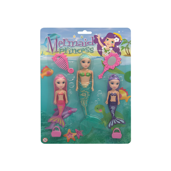 Mermaid Princess Beauty Play Set in green, including pretend beauty accessories for imaginative play, for kids aged 3 and up.