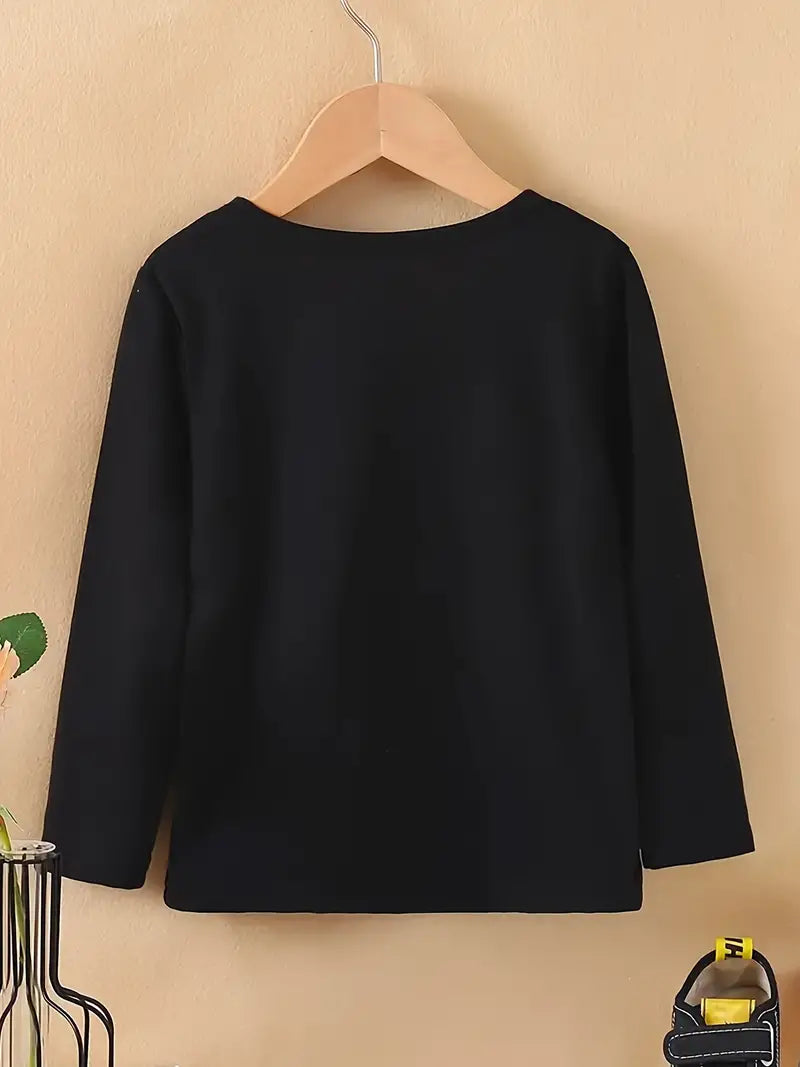 Unisex Long Sleeve Casual Top - Alphabet Print - 4-5 Years