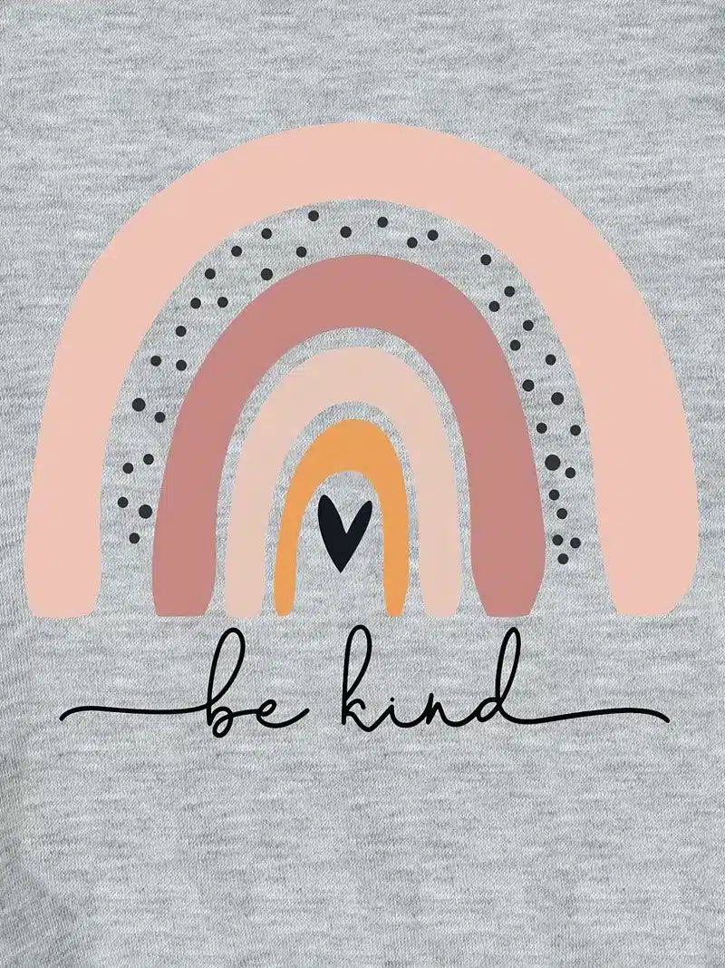Girls Rainbow Casual Sweatshirt - Be Kind Print - 4-5 Years