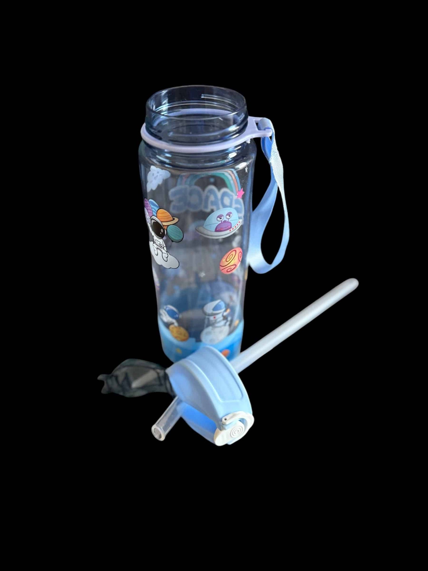 Blue Kids Space 21oz Themed Water Bottle with Straw