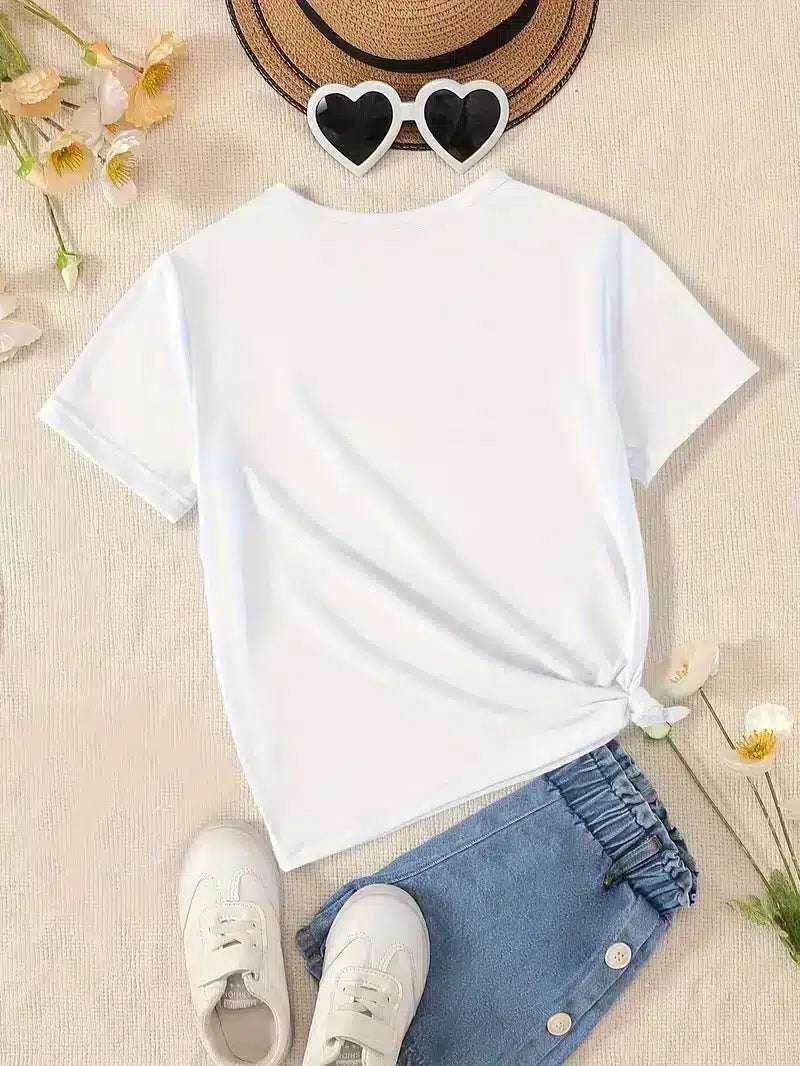 Girls White Kitten T Shirt - 5-6 Years