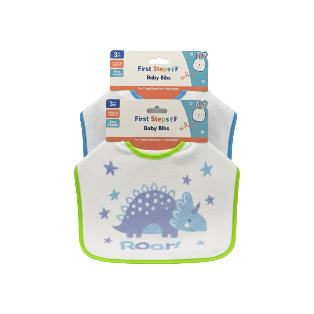 Dinosaur Baby Bibs – Roar (Green) and I'm Roarsome (Pink) 2 Pack