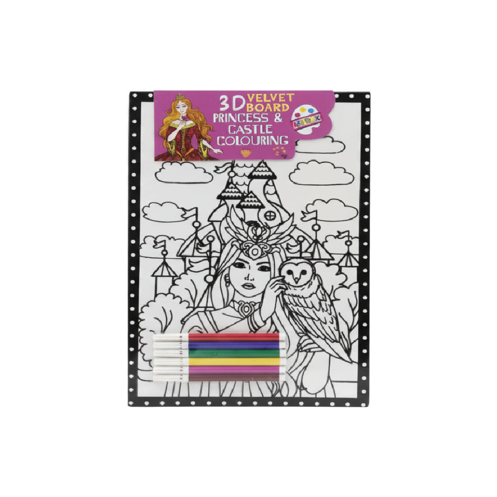 3D Velvet Board - Princess and Castle Colouring Kit
