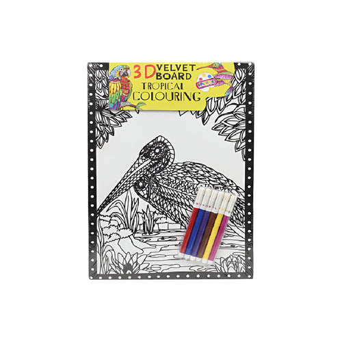3D Velvet Board - Tropical Bird Colouring Kit
