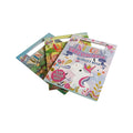 A4 Colouring Activity Pad featuring Unicorn, Animals, and Dinosaur designs with sticker sheet.