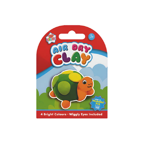Air Dry Clay Tortoise Craft Kit for kids featuring colorful tortoise and wiggly eyes, suitable for ages 3 and up.