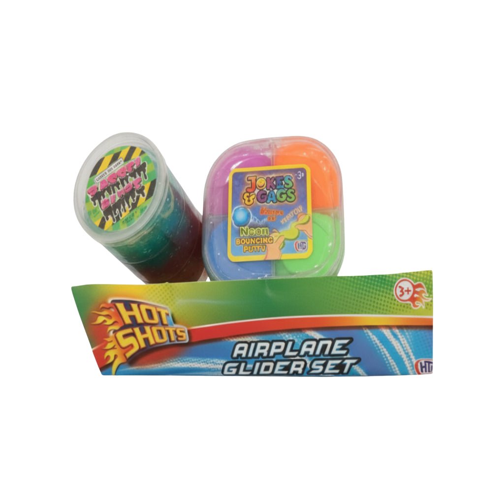Airplane Glider Set Neon Bouncing Putty Barrel Slime (3 Pack)