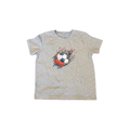 Boys Football T Shirt in grey with a vibrant soccer ball graphic, perfect for kids' sportswear.
