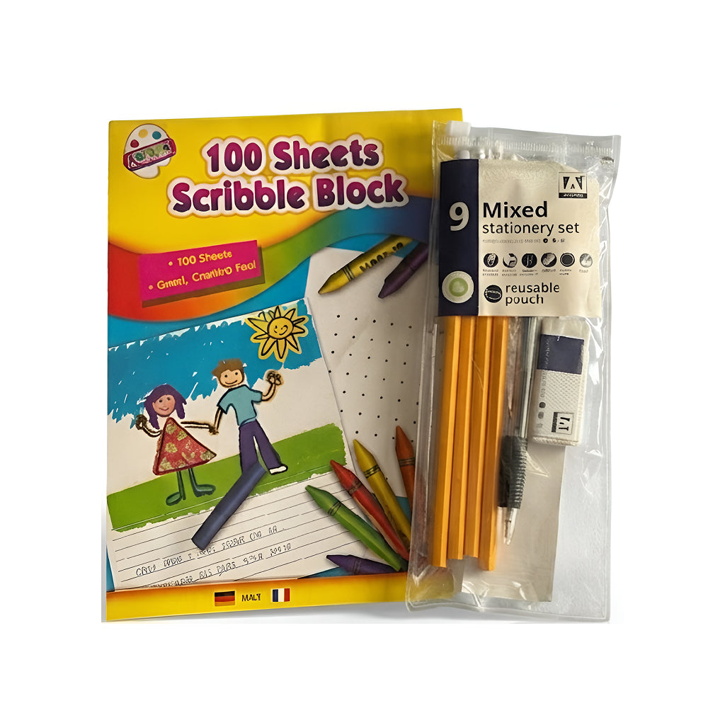 Bundle - Scribble Pad and 9pc Stationary Set
