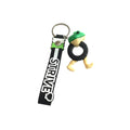 Frog Keychain for Kids featuring a colorful design with a rubber tire and a playful frog figure.