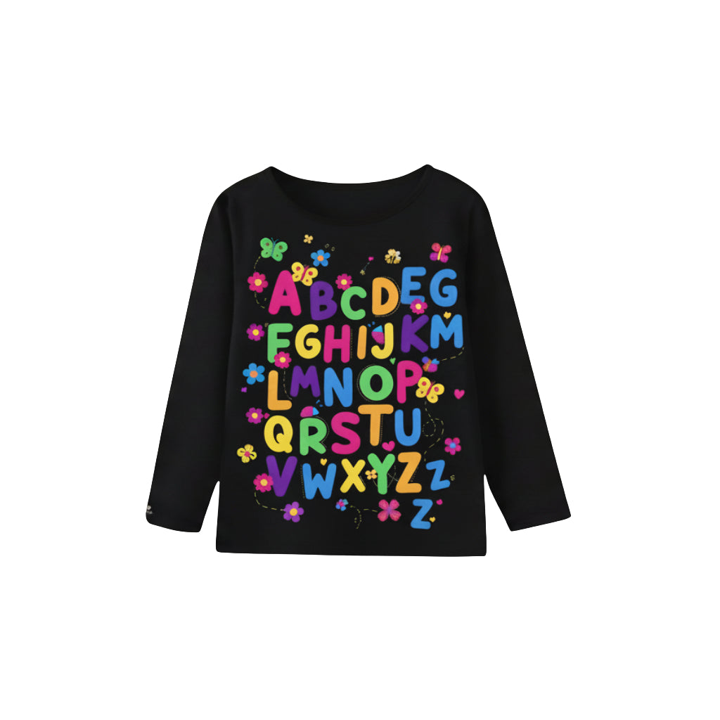 Girls Long Sleeve Casual Top - 'Alphabet Print'