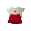 Girls White T-Shirt & Red Shorts