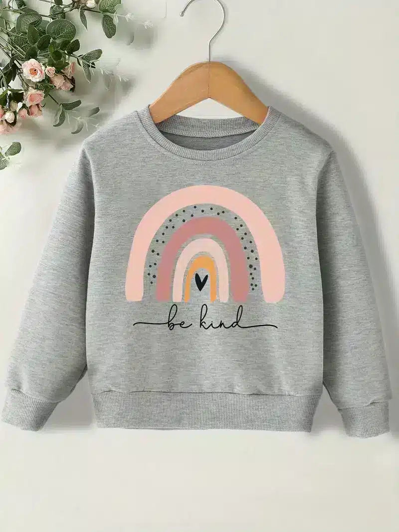 Girls Rainbow Casual Sweatshirt - Be Kind Print - 4-5 Years