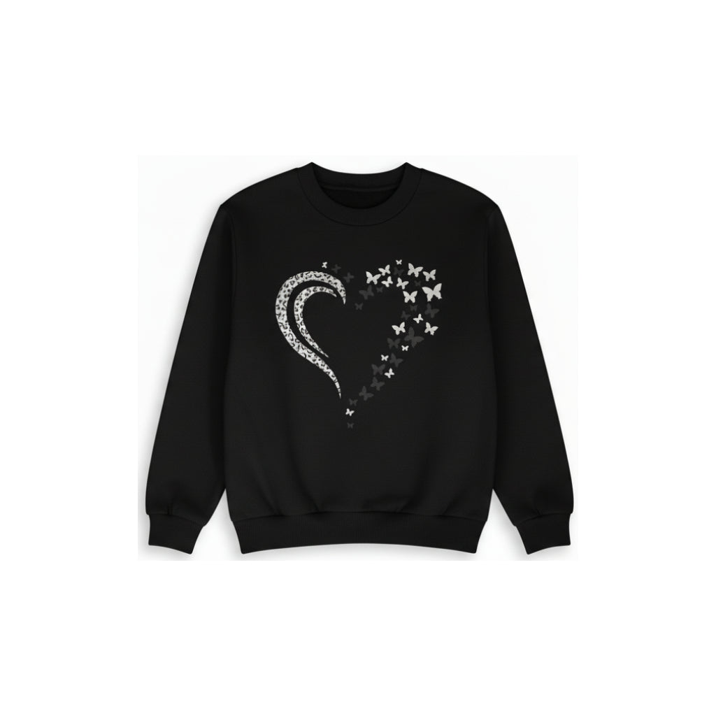 Girls Black Heart Butterflies Sweatshirt