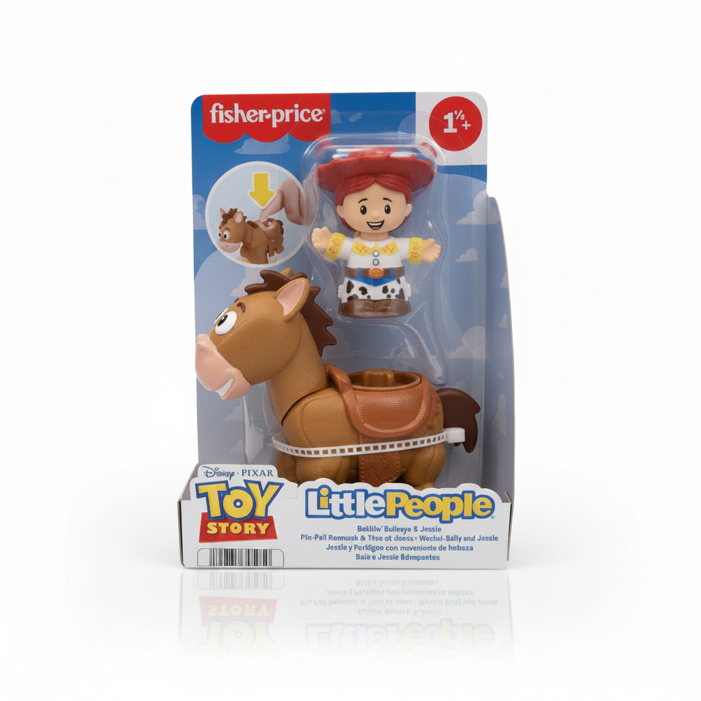 Toy Story Jessie & Bullseye Toy – Little People Bobbin Set featuring Jessie and Bullseye in packaging.