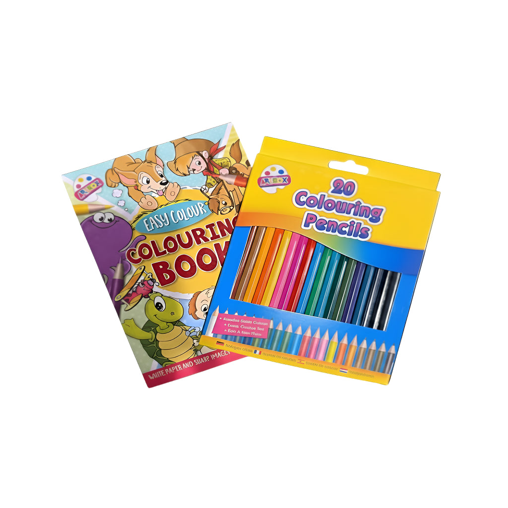 Kids Colouring Bundle – Yellow Colouring Book & 20 Pencils