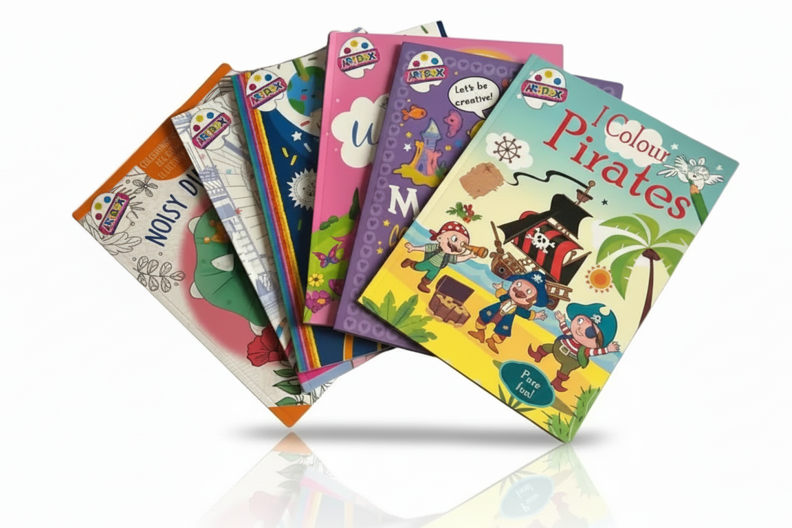 Colouring Books - Pirates, Mermaids, Unicorn, Space, Fashion, Dinosaurs (6 Pack)