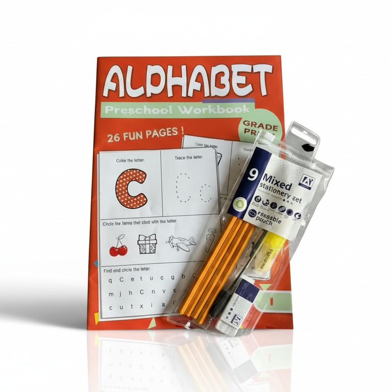 Alphabet Preschool Workbook & 9pc Stationery Set