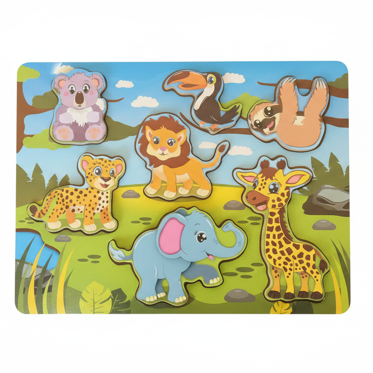 Chunky Animal Adventure Wood Puzzle - Elephant