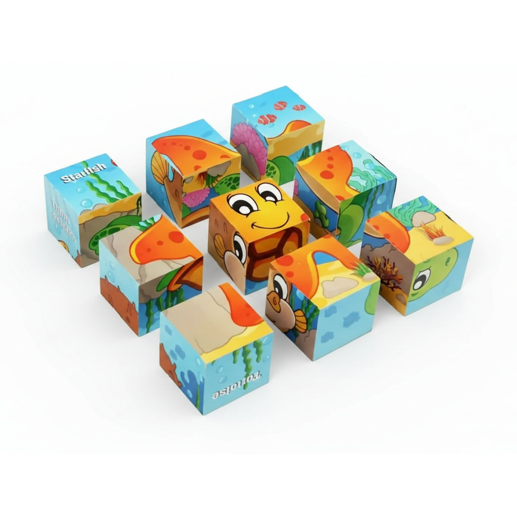 Sea World Jigsaw Wooden Blocks – Educational Puzzle Toy for Kids