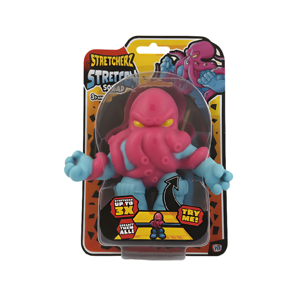 Colorful Stretch Octopus Toy from Stretcherz Squad, designed for kids aged 3+, featuring sensory play and stress relief benefits.
