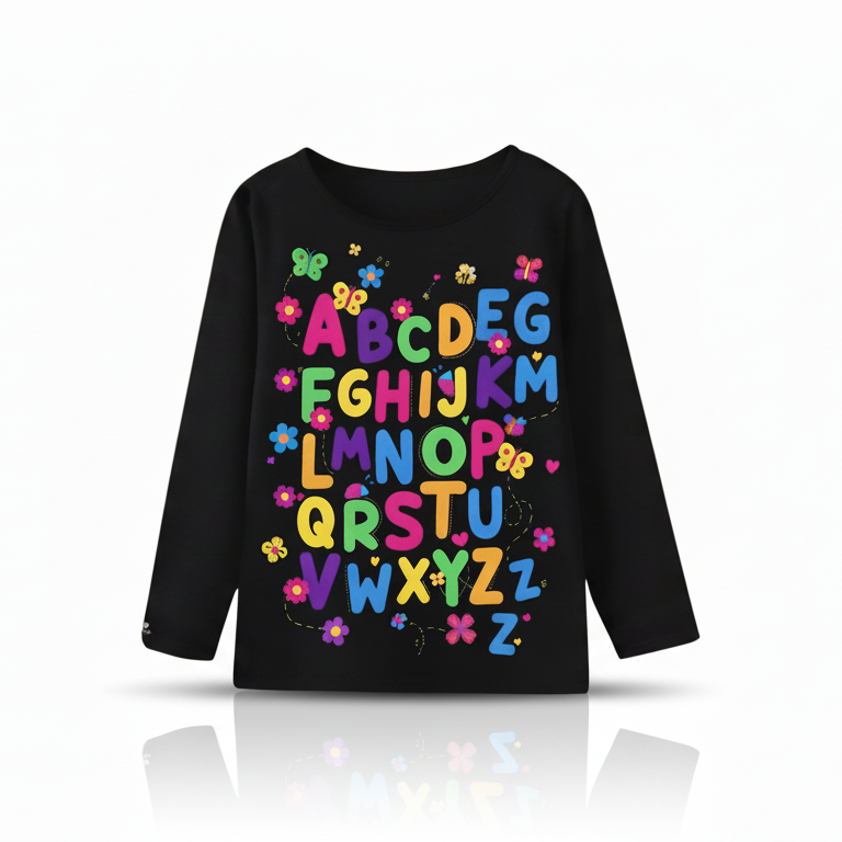 Girls Long Sleeve Casual Top - 'Alphabet Print'