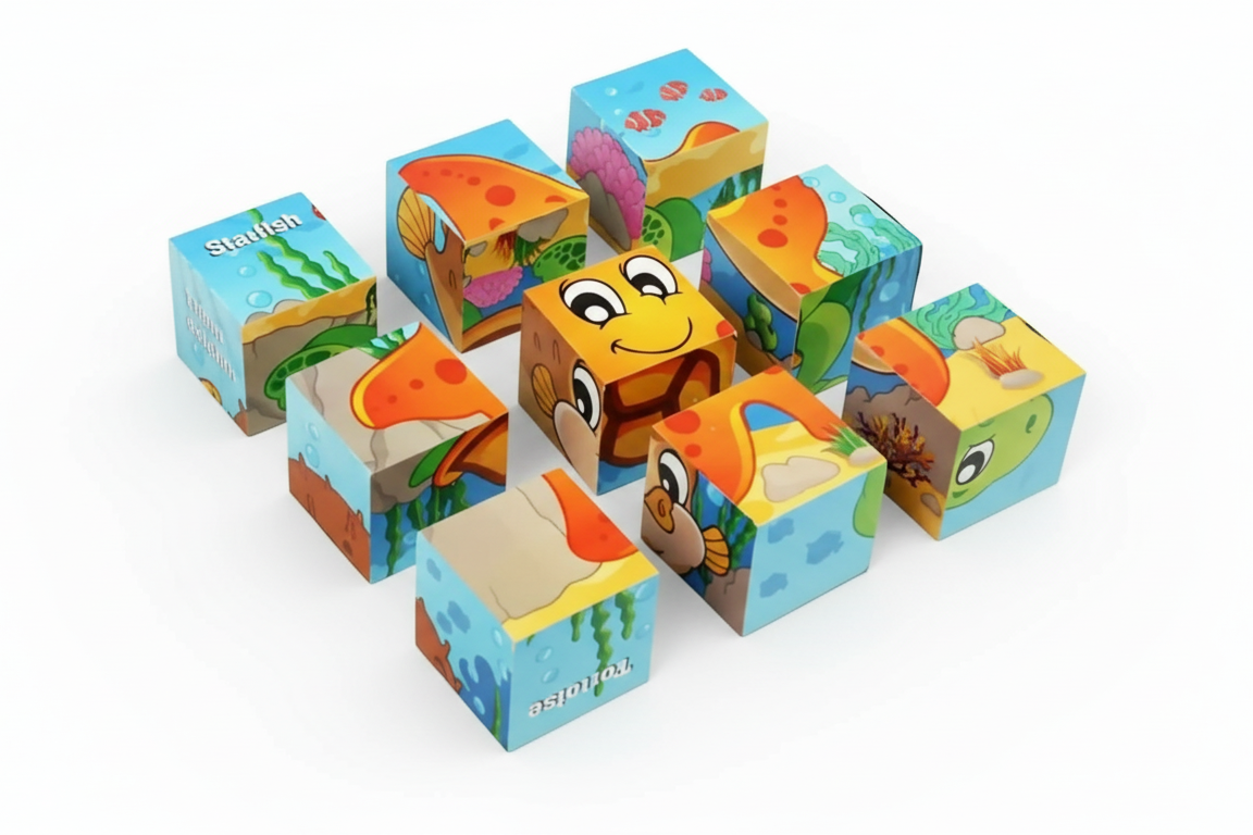 Sea World Jigsaw Wooden Blocks – Educational Puzzle Toy for Kids