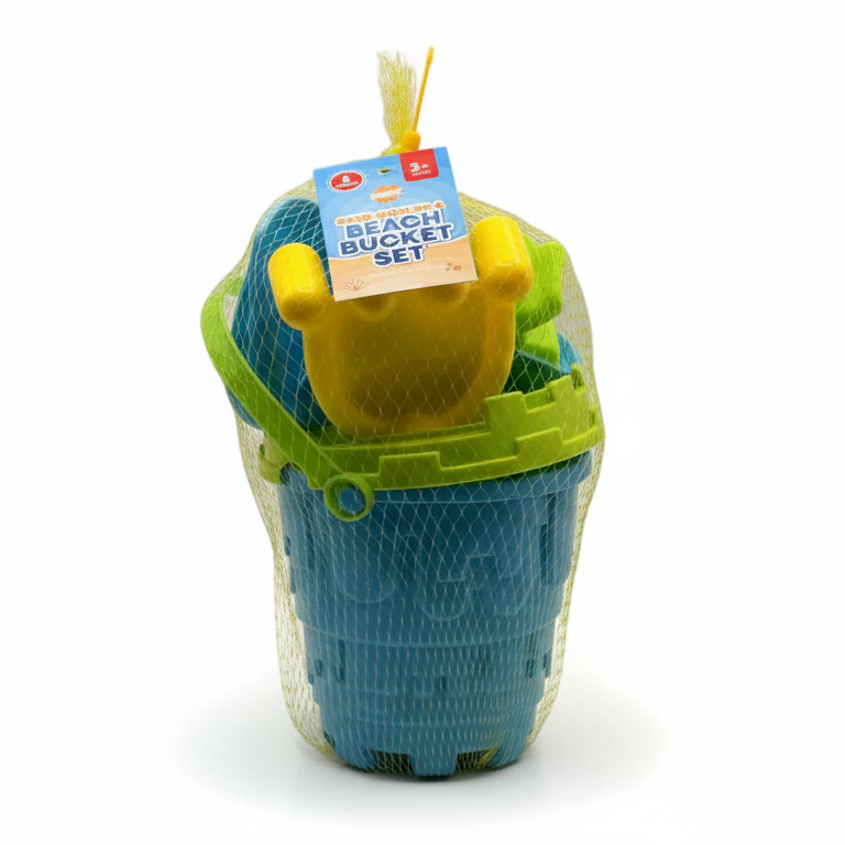 Beach Bucket & Sand Tools Set (6pc) – Blue