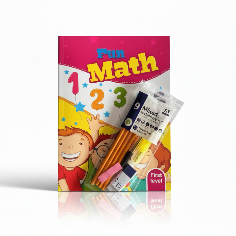 Fun Math First Level Workbook & 9pc Stationery Set for Kids