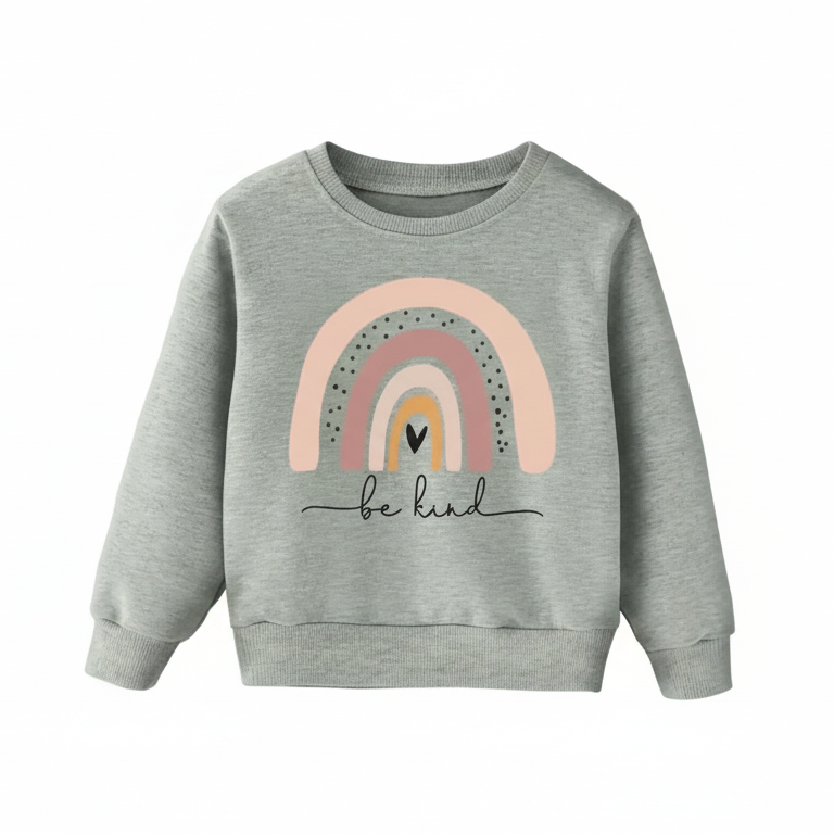 Girls Rainbow Casual Sweatshirt – 'Be Kind Print'
