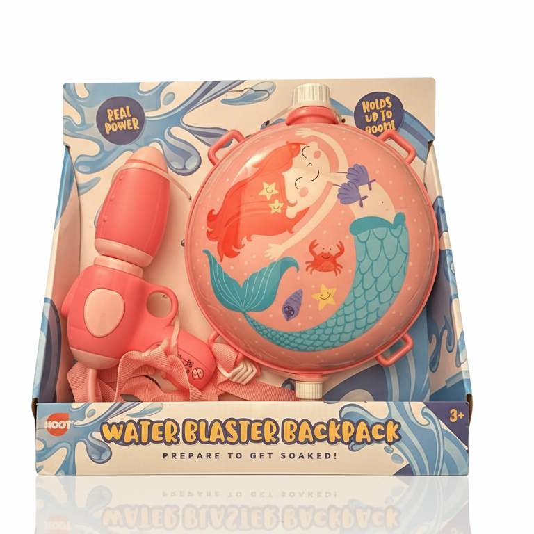 Mermaid Water Blaster Backpack Pink 900ml – Kids Outdoor Water Toy