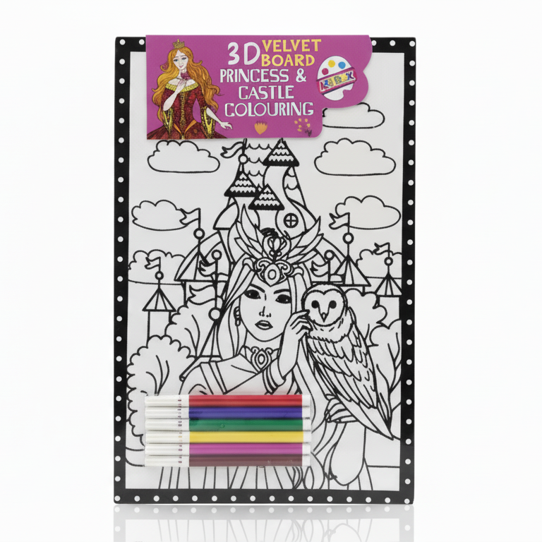 3D Velvet Board - Princess and Castle Colouring Kit
