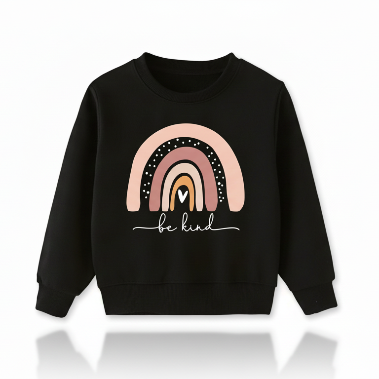 Girls Rainbow Casual Sweatshirt - 'Be Kind Print'