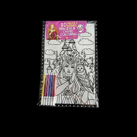 3D Velvet Board - Princess and Castle Colouring Kit
