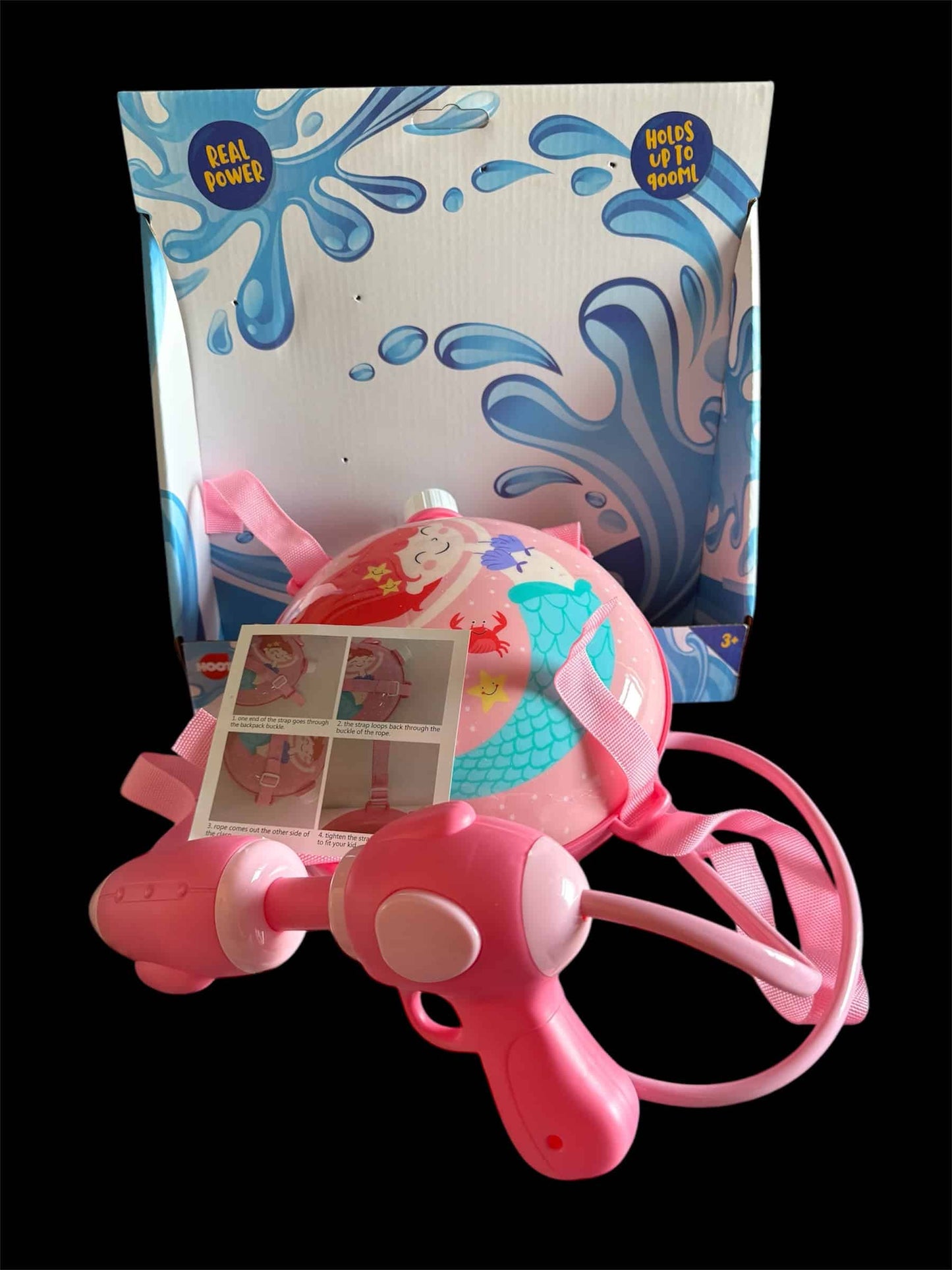 Mermaid Water Blaster Backpack  - Pink (900ml)