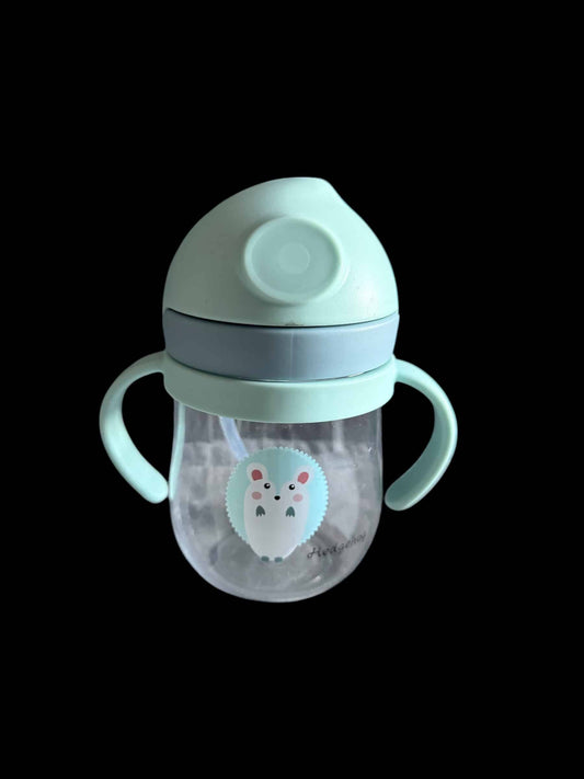 Blue Toddler Cartoon Print 250ml Drinking Bottle with Straw