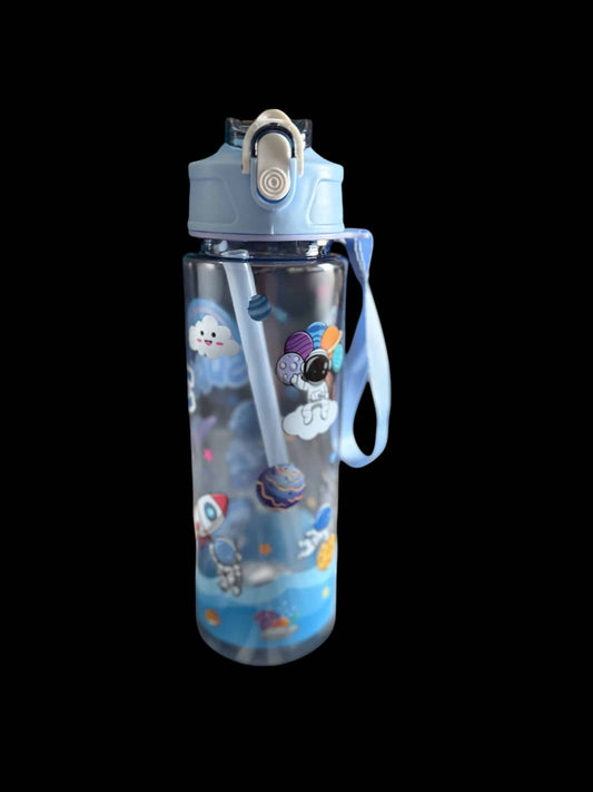 Blue Kids Space 21oz Themed Water Bottle with Straw