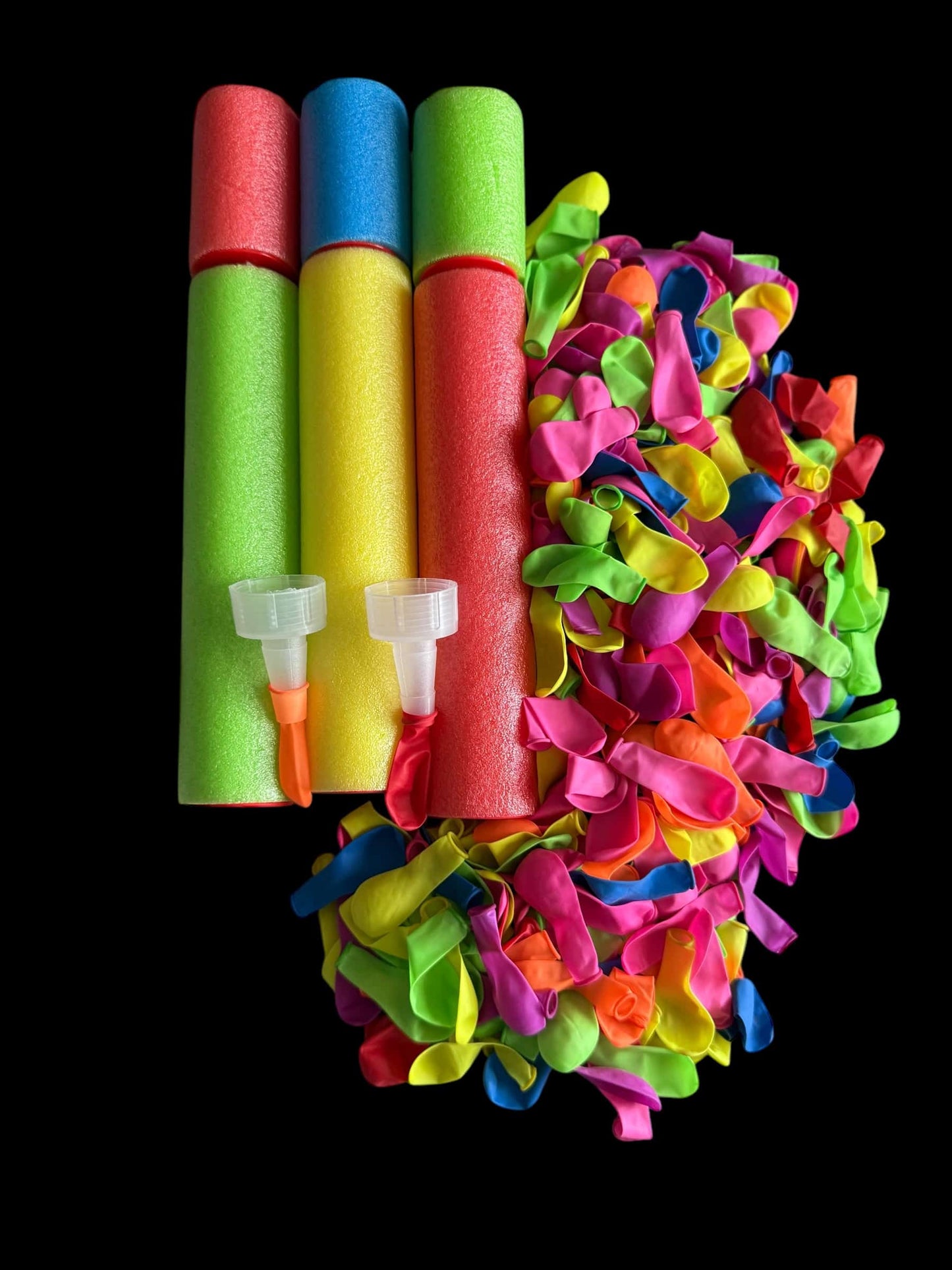 3 Multi Coloured Water Blasters and 500pc Water Balloon Pack