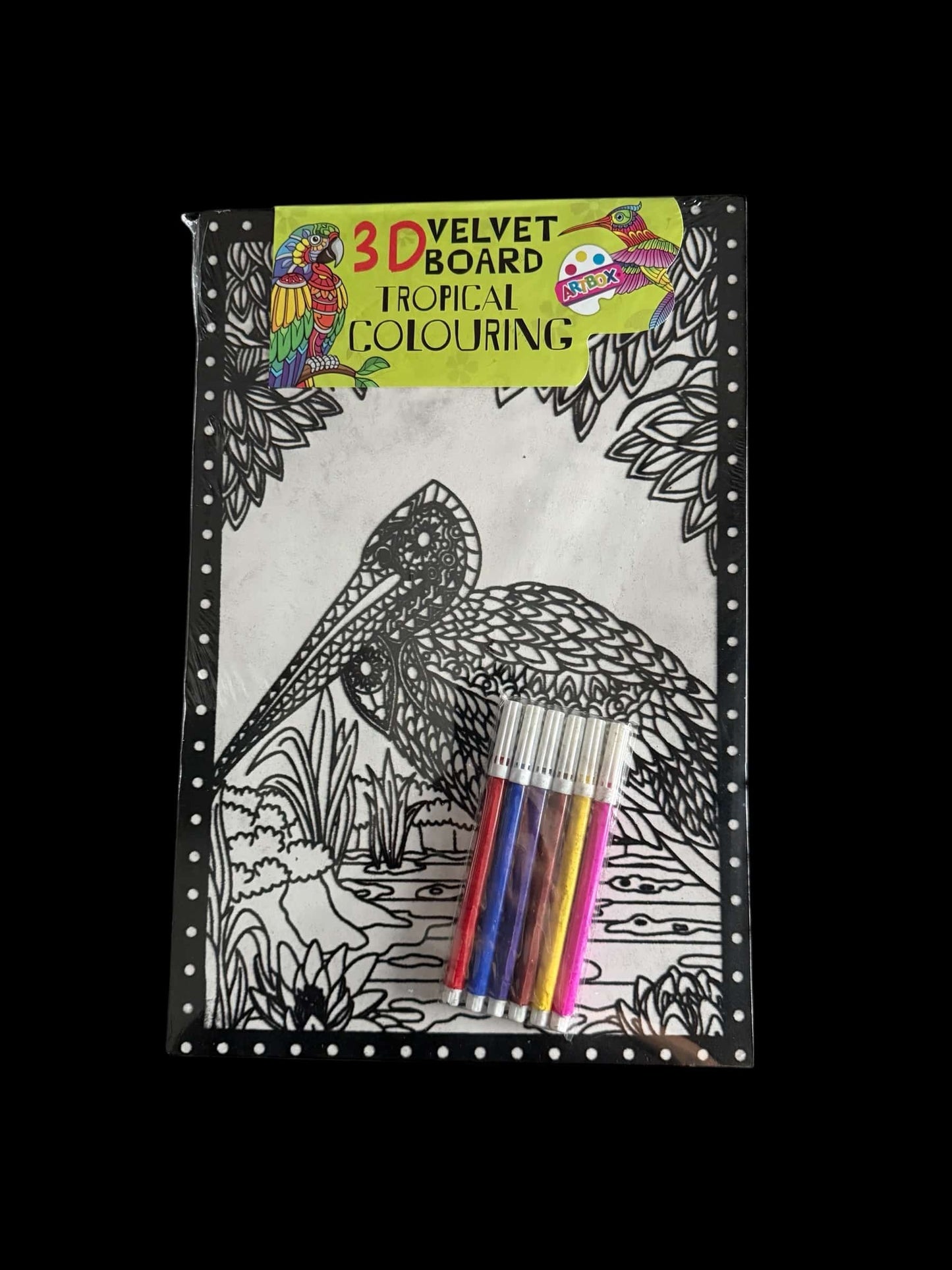 3D Velvet Board - Tropical Bird Colouring Kit