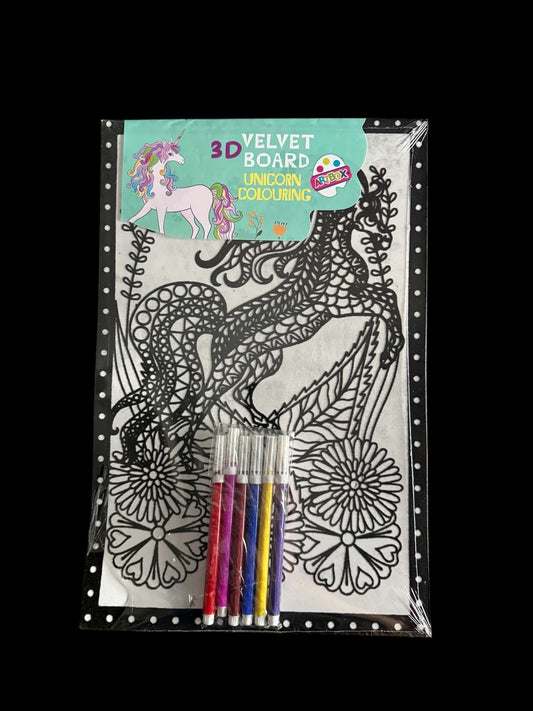 3D Velvet Board - Unicorn Colouring Kit