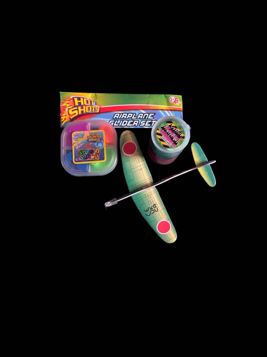 Airplane Glider Set, Neon Bouncing Putty, Barrel Slime