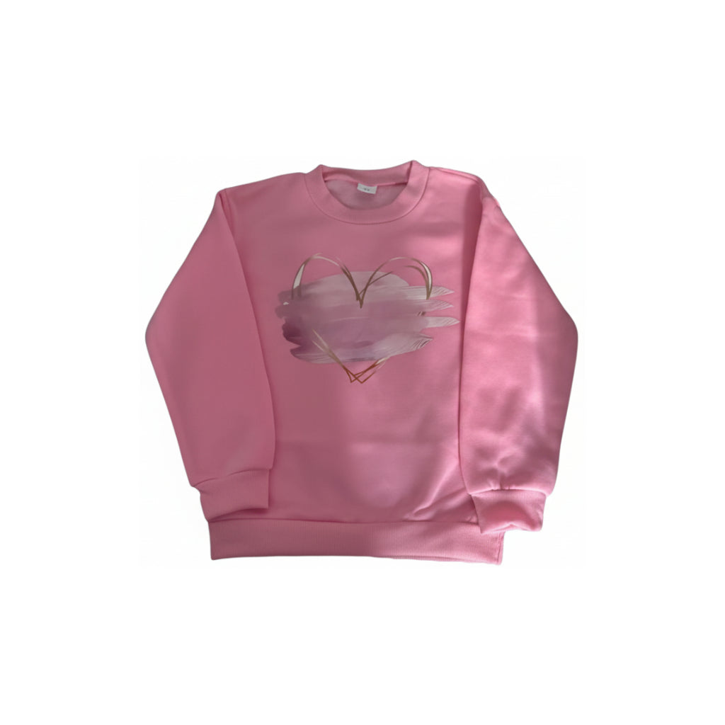 Girls Pink Heart Sweatshirt 