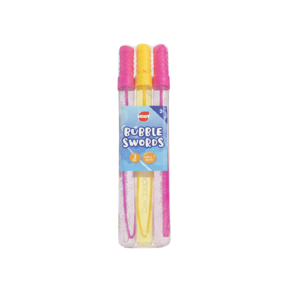 Pre-Filled Bubble Swords – 3 Pack - Fun Outdoor Bubble Toy for Kids.