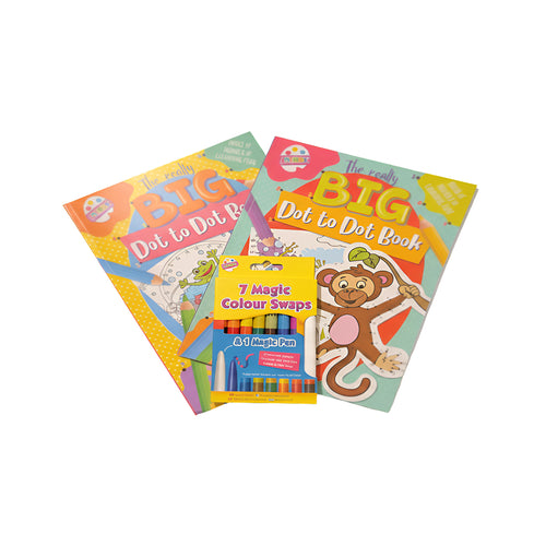 Dot to Dot Books with Magic Colour Pens, featuring The Really Big Dot to Dot Book and 7 Magic Colour Swap Pens.