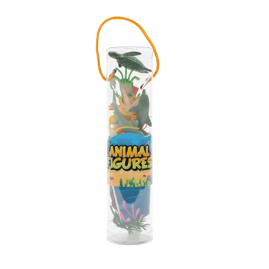 Tube of Sea Creature Figures Tube featuring colorful ocean animal toys for imaginative play and learning.