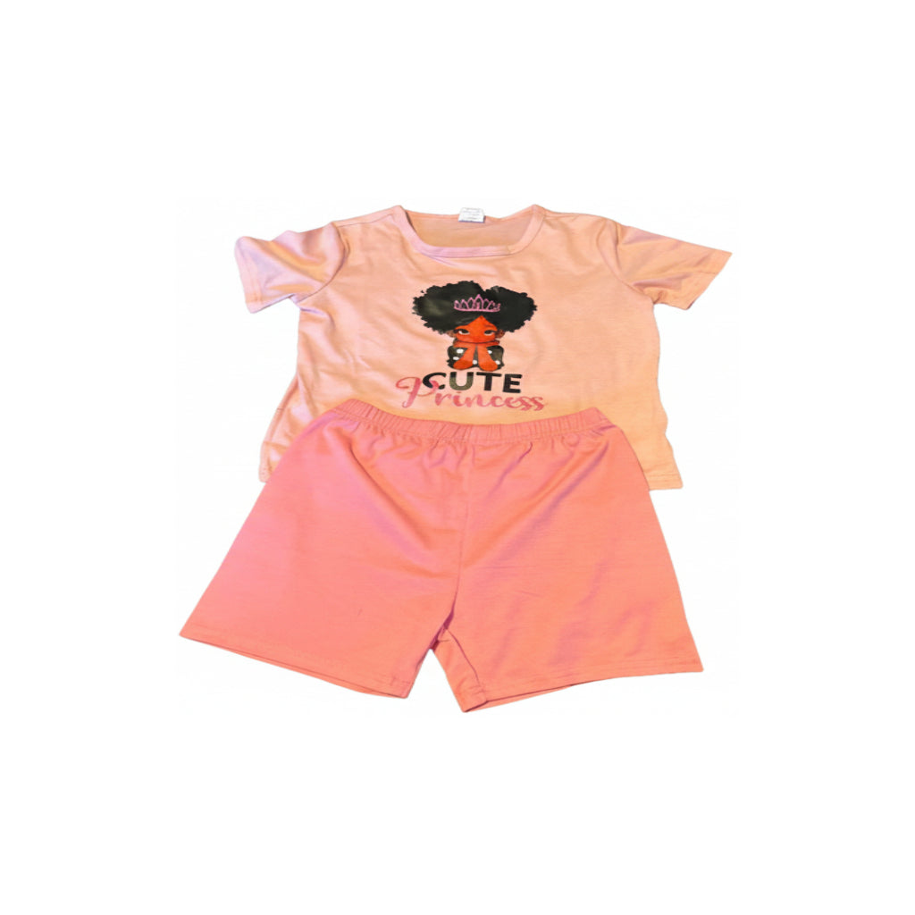 Girls Pink T-Shirt & Pink Shorts