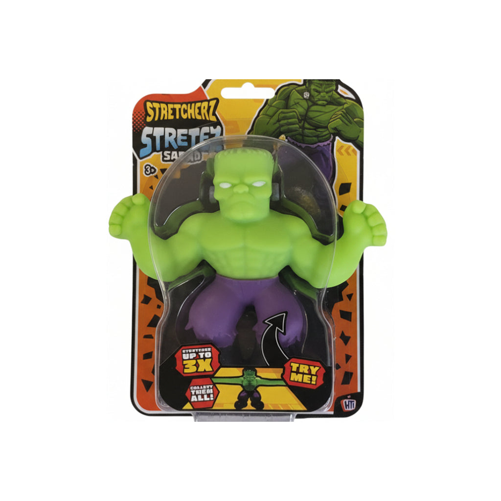Frankenstein Stretch Toy – Kids Fidget Figure in packaging, perfect for sensory play and stress relief.