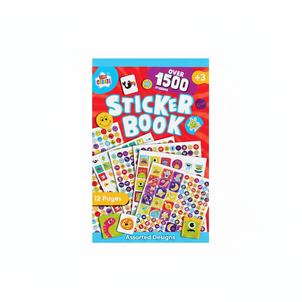 Kids Create Sticker Book with over 1500 stickers on a clean white background