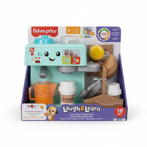 Fisher-Price Laugh and Learn Coffee Cafe toy front facing on white background