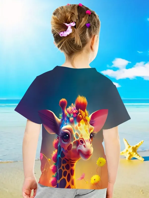 Girls Giraffe Print T Shirt - Image 3